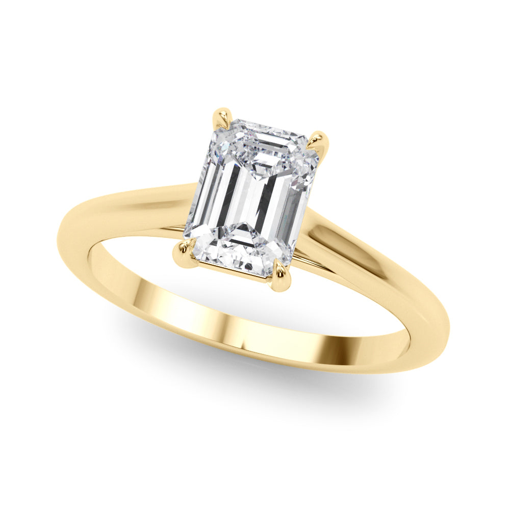 Natural Diamond Solitaire Cathedral Emerald-Cut Engagement Ring