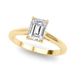 Natural Diamond Solitaire Cathedral Emerald-Cut Engagement Ring