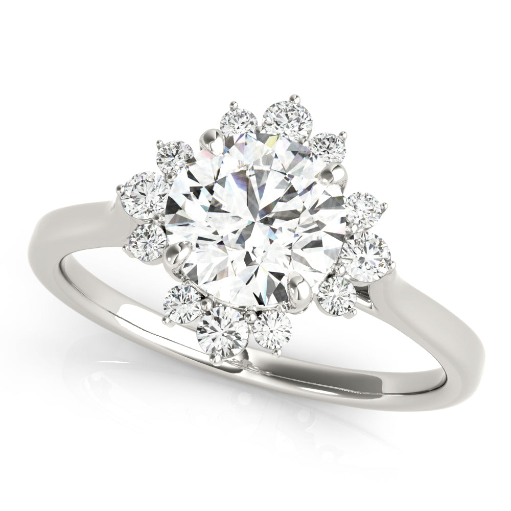 Round Scattered Halo Engagement Ring