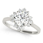 Round Scattered Halo Engagement Ring