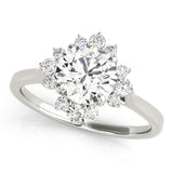 Round Scattered Halo Engagement Ring