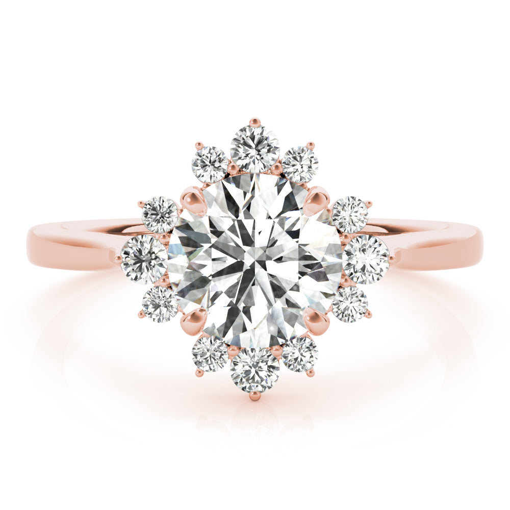 Round Scattered Halo Engagement Ring