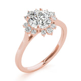 Round Scattered Halo Engagement Ring