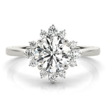 Round Scattered Halo Engagement Ring
