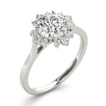 Round Scattered Halo Engagement Ring