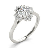 Round Scattered Halo Engagement Ring