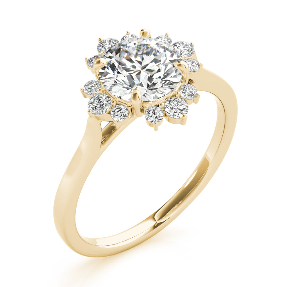 Round Scattered Halo Engagement Ring