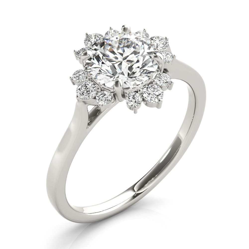 Round Scattered Halo Engagement Ring