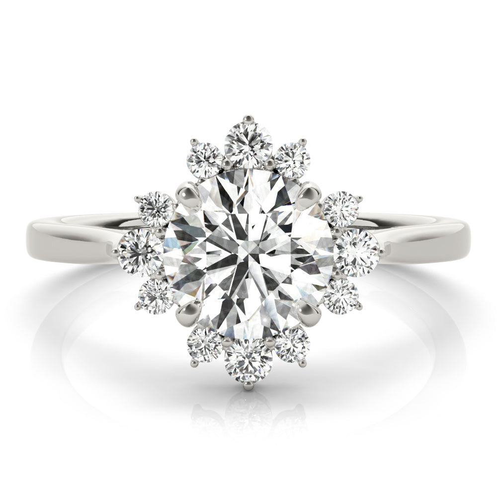Lab Grown Round Scattered Halo Engagement Ring