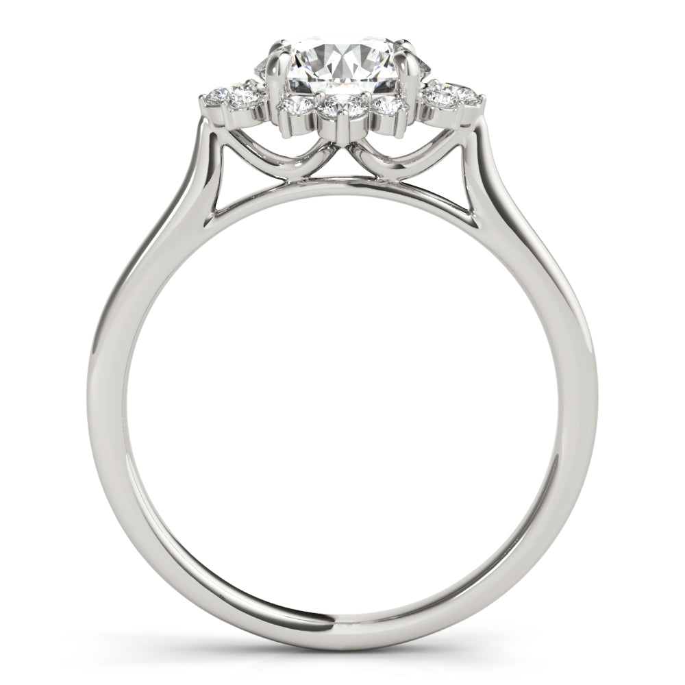 Round Scattered Halo Engagement Ring