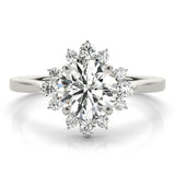 Round Scattered Halo Engagement Ring