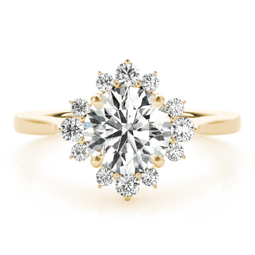 Round Scattered Halo Engagement Ring