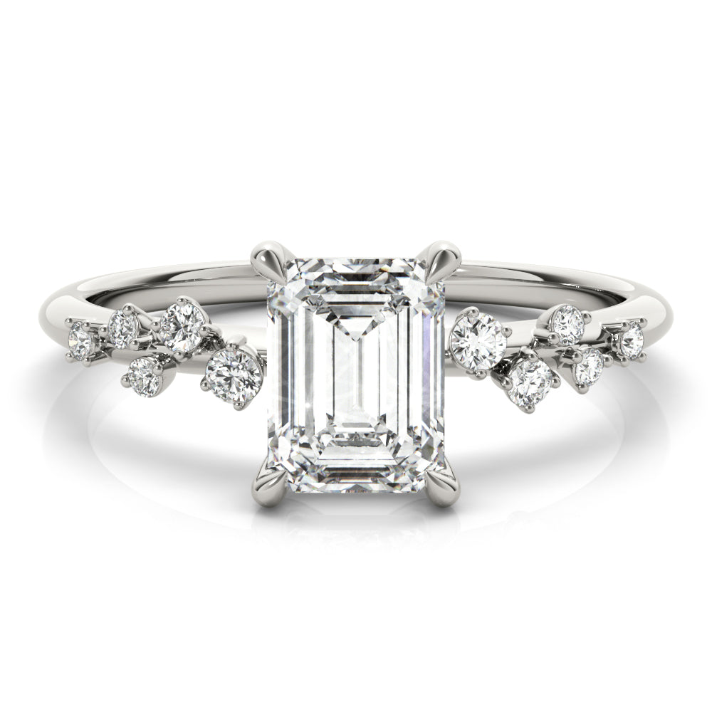 Lab Grown Emerald-Cut Scatter Engagement Ring