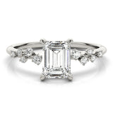 Lab Grown Emerald-Cut Scatter Engagement Ring