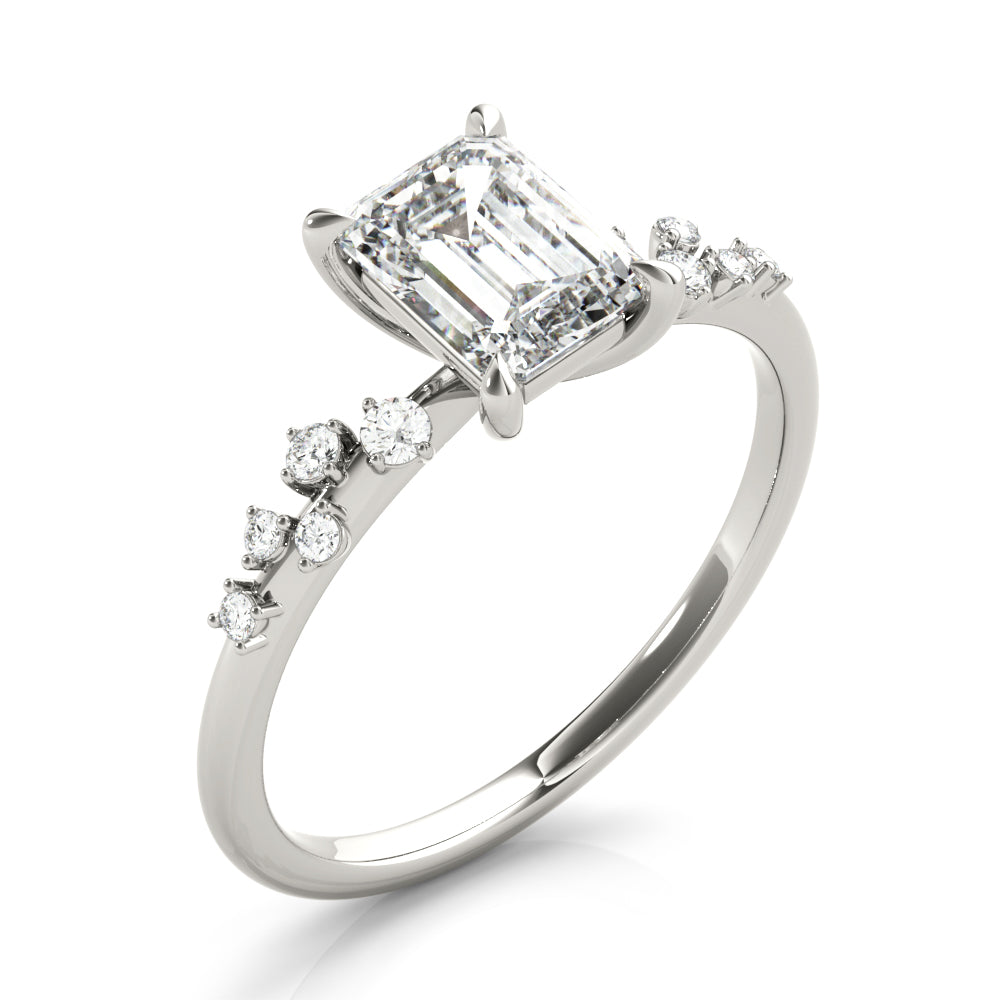 Lab Grown Emerald-Cut Scatter Engagement Ring