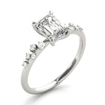 Lab Grown Emerald-Cut Scatter Engagement Ring