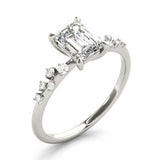 Lab Grown Emerald-Cut Scatter Engagement Ring