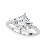 Lab Grown Diamond Scattered Princess Cut Engagement Ring