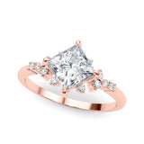 Lab Grown Diamond Scattered Princess Cut Engagement Ring