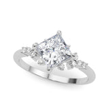 Natural Diamond Scattered Princess Cut Engagement Ring