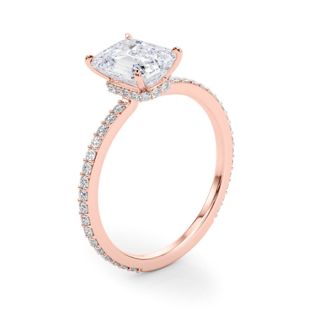 Emerald Cut Hidden Halo Engagement Ring