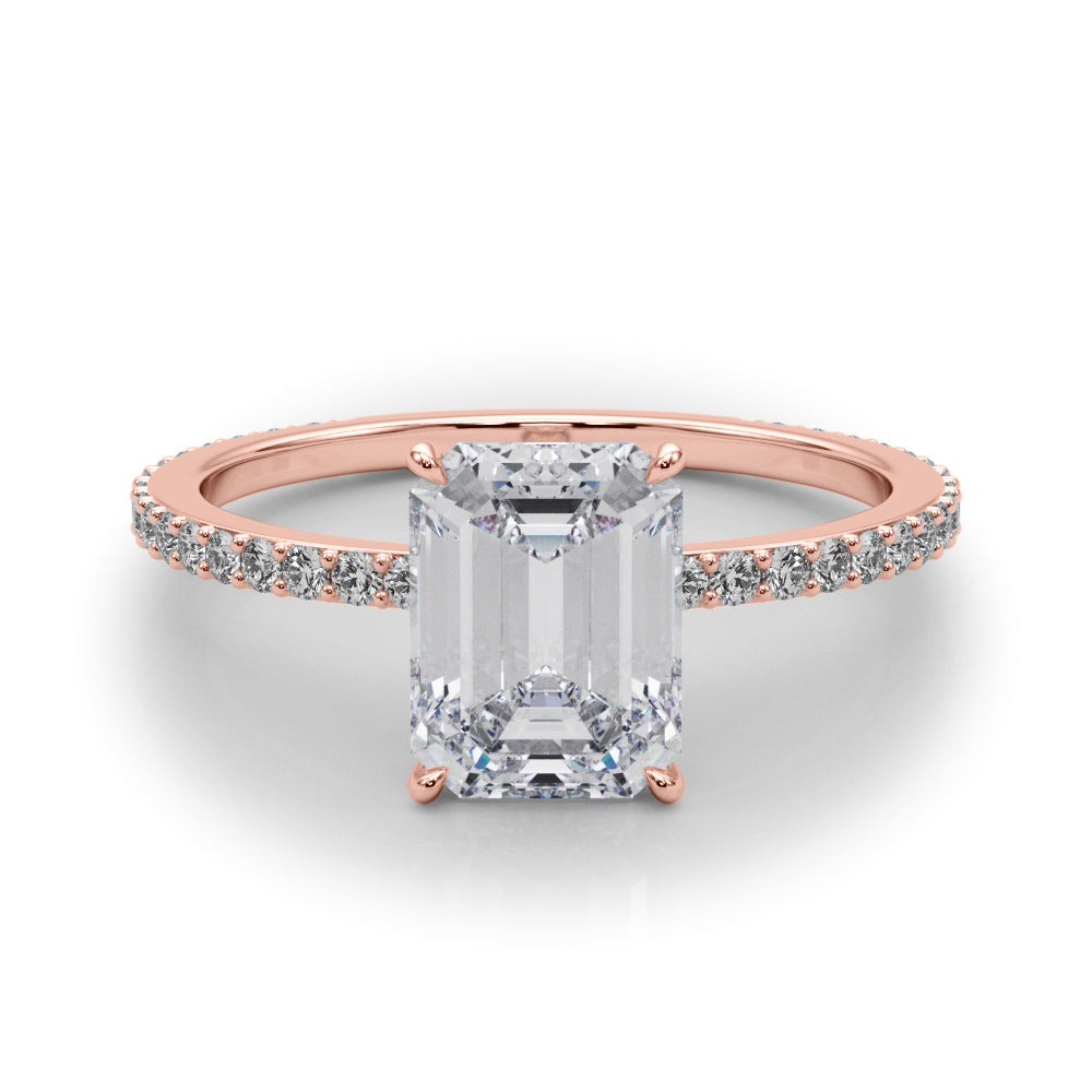 Emerald Cut Hidden Halo Engagement Ring