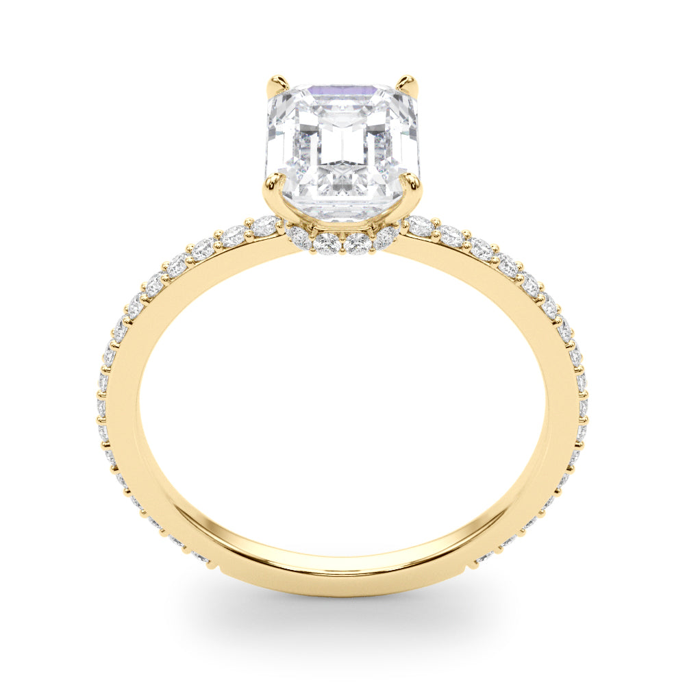 Emerald Cut Hidden Halo Engagement Ring