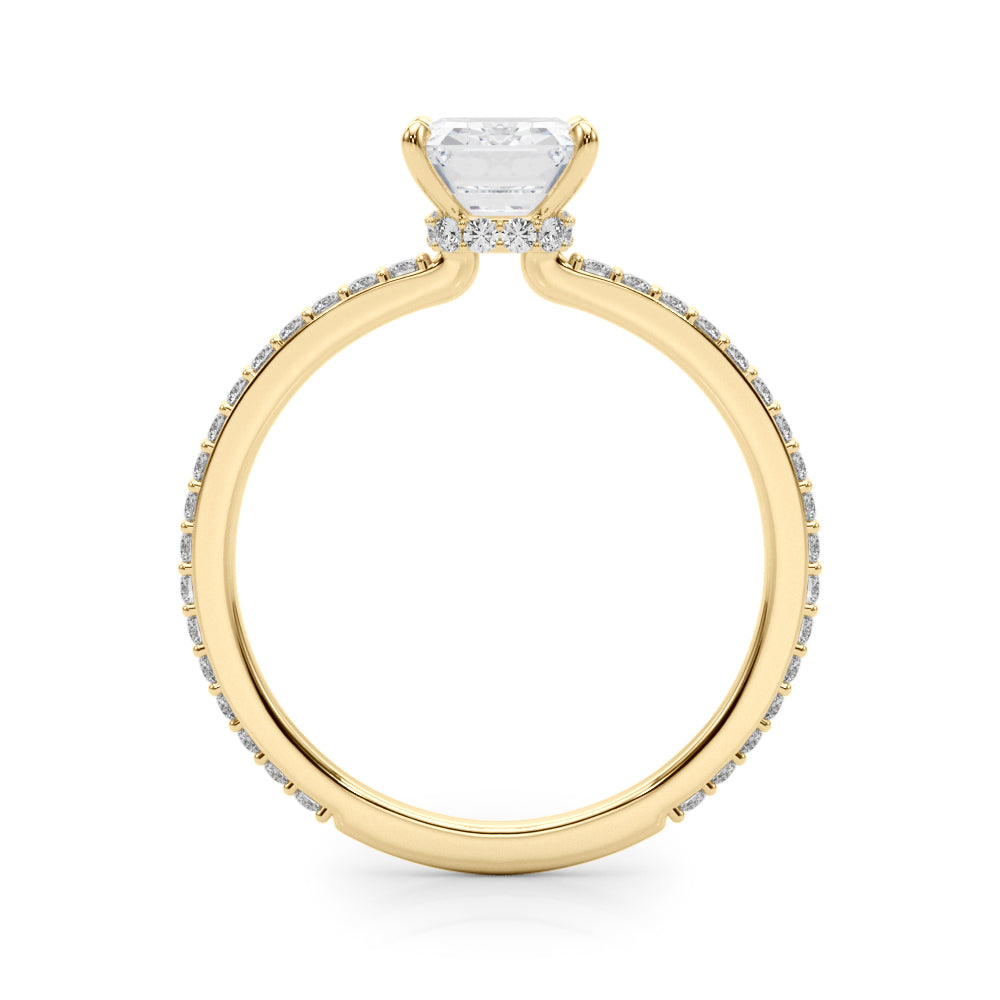 Emerald Cut Hidden Halo Engagement Ring