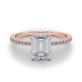 Emerald Cut Hidden Halo Engagement Ring
