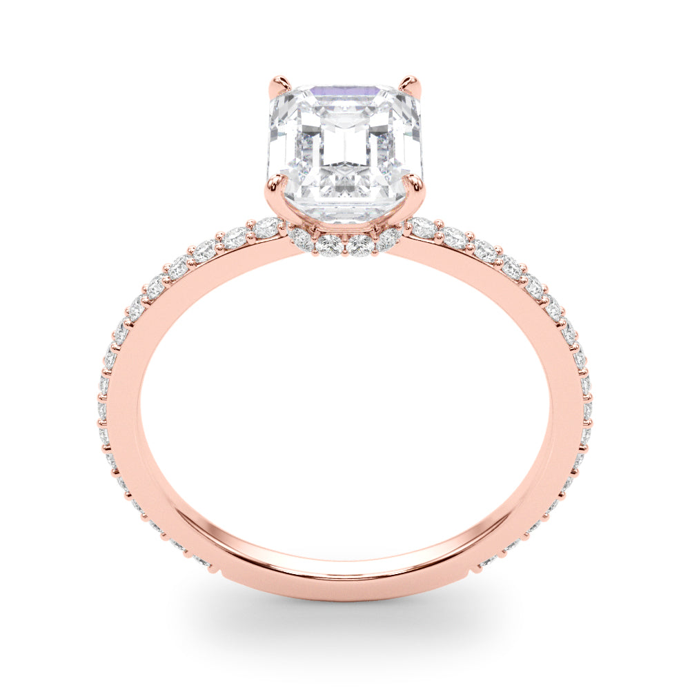 Emerald Cut Hidden Halo Engagement Ring