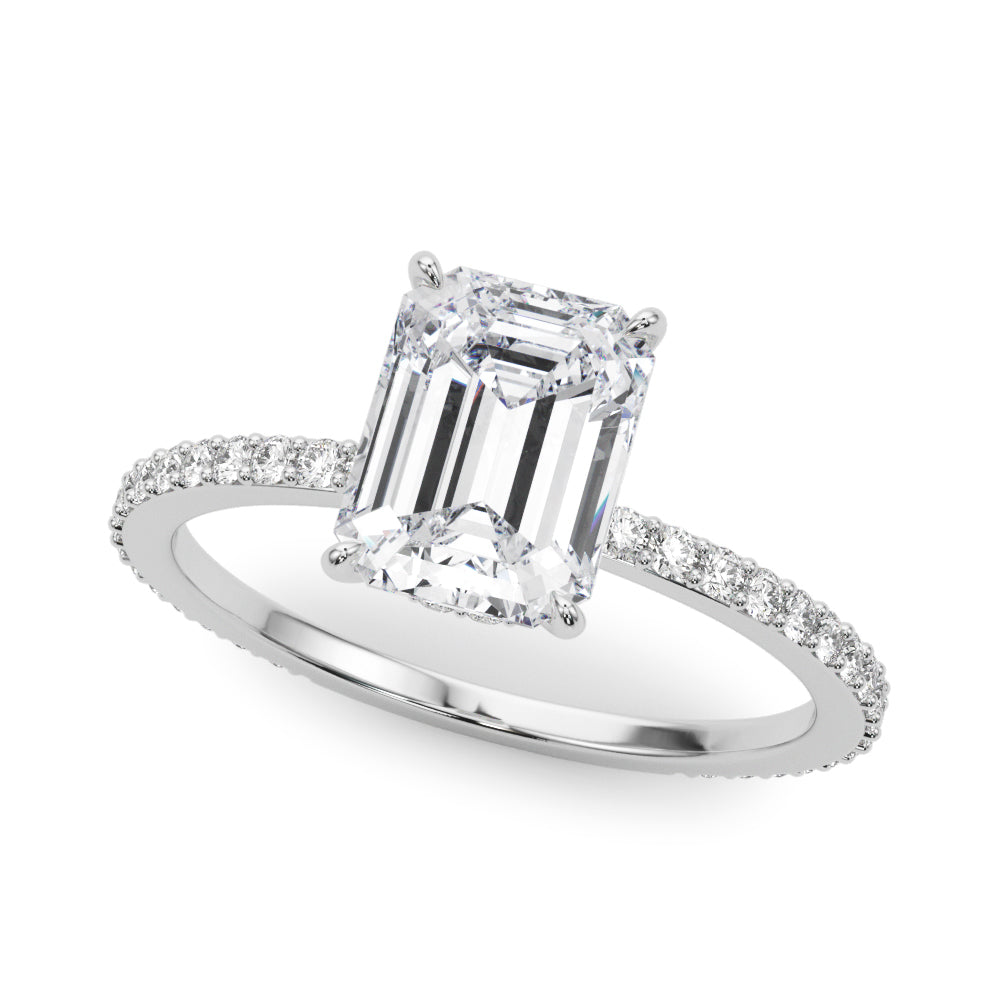 Emerald Cut Hidden Halo Engagement Ring