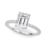 Emerald Cut Hidden Halo Engagement Ring