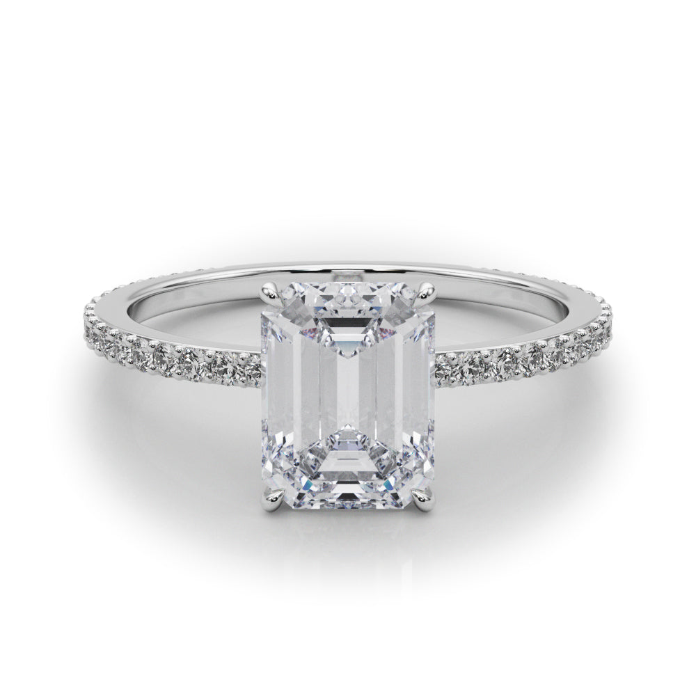 Emerald Cut Hidden Halo Engagement Ring