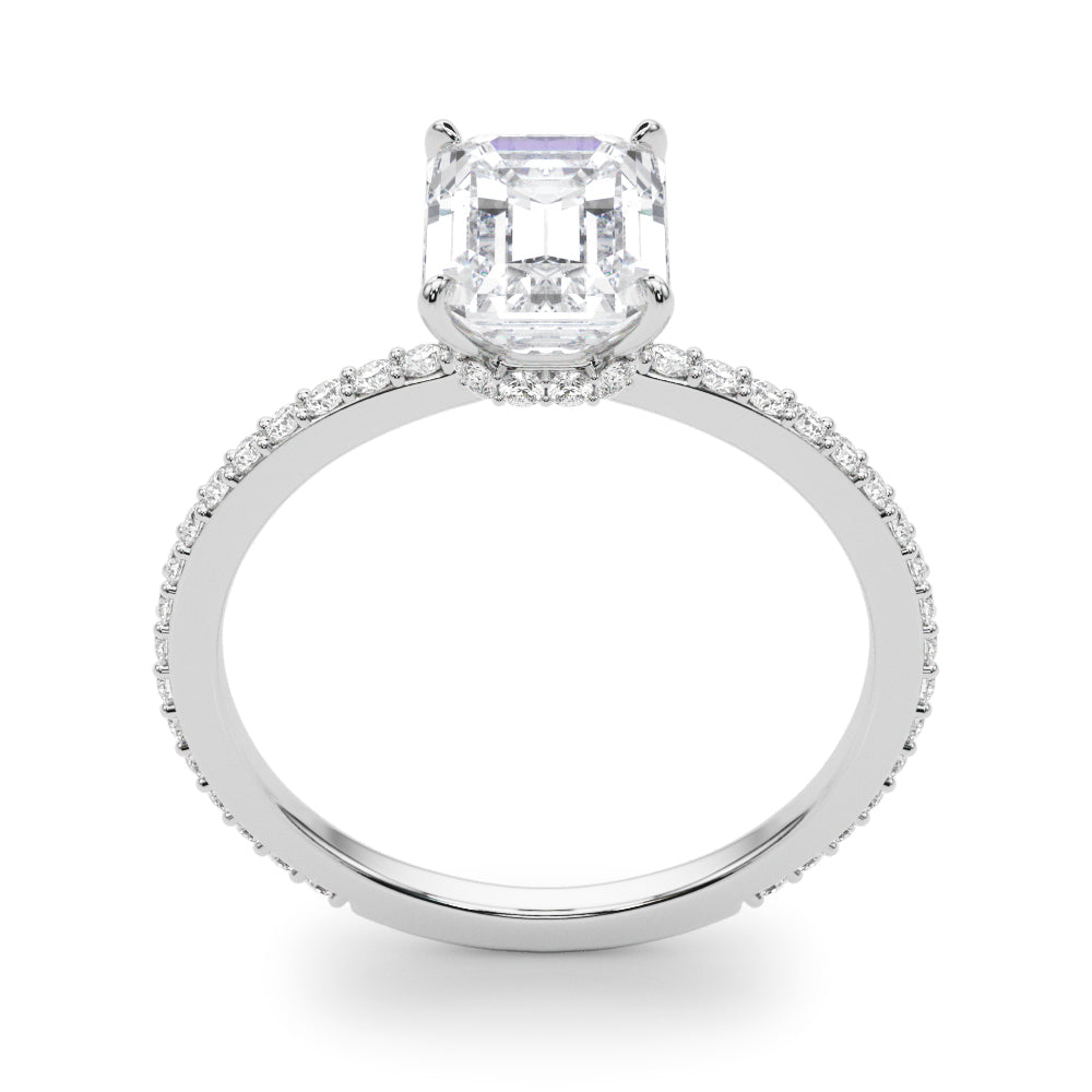 Emerald Cut Hidden Halo Engagement Ring