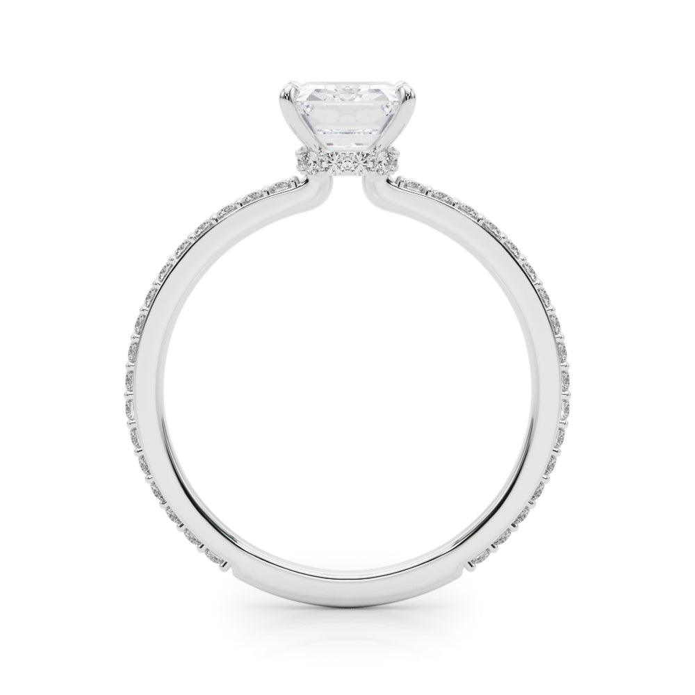 Emerald Cut Hidden Halo Engagement Ring