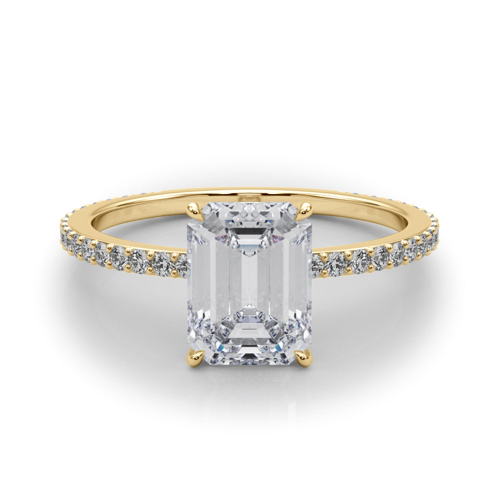 Emerald Cut Hidden Halo Engagement Ring