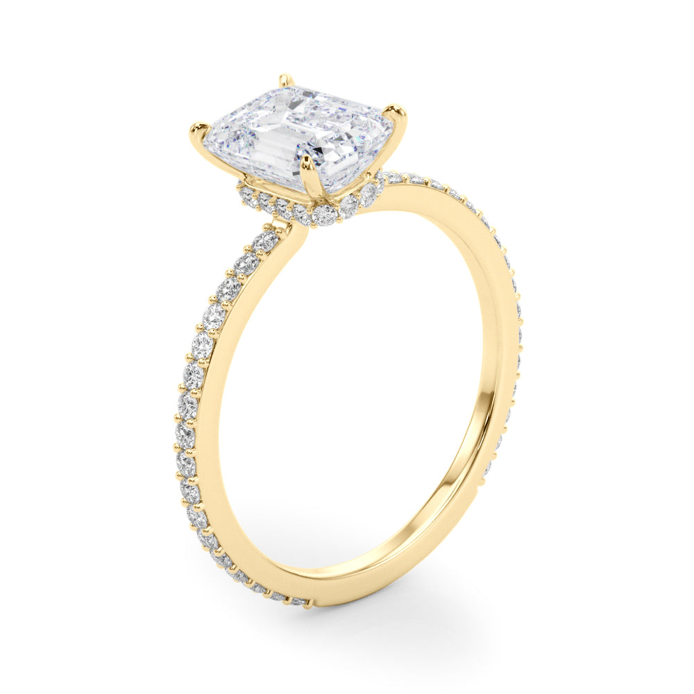 Emerald Cut Hidden Halo Engagement Ring