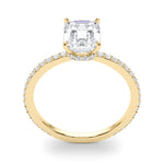 Emerald Cut Hidden Halo Engagement Ring