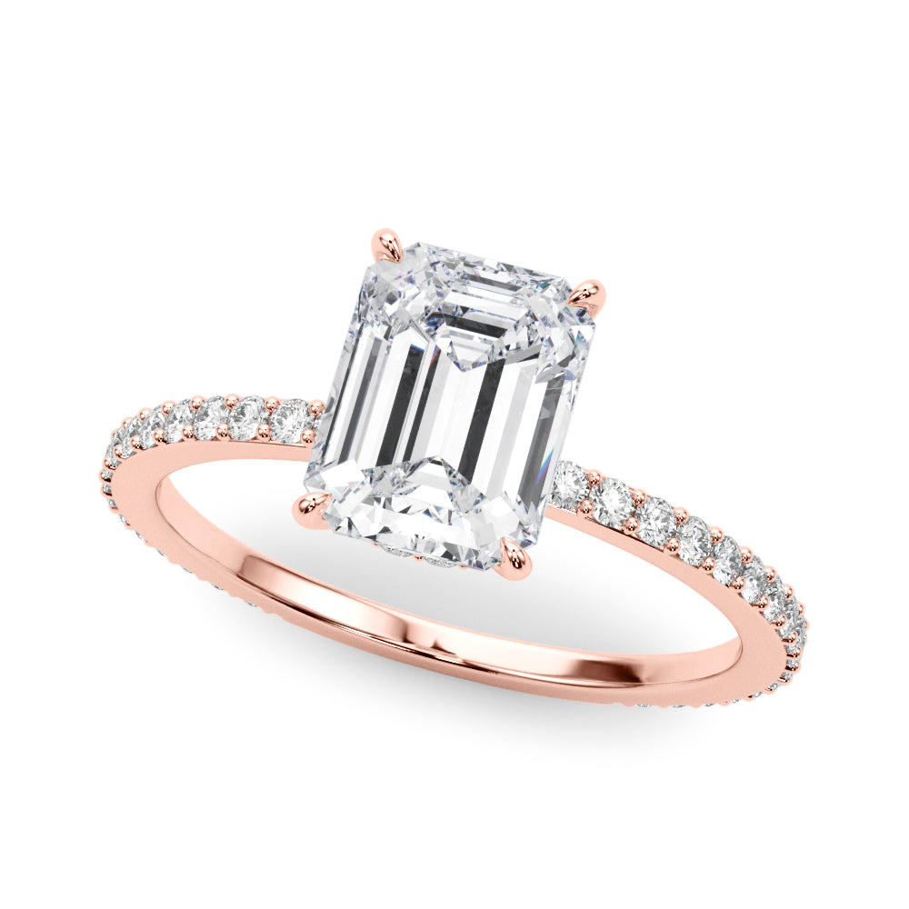 Emerald Cut Hidden Halo Engagement Ring
