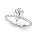 Lab Grown Diamond Hidden Halo Pear Shape Engagement Rings