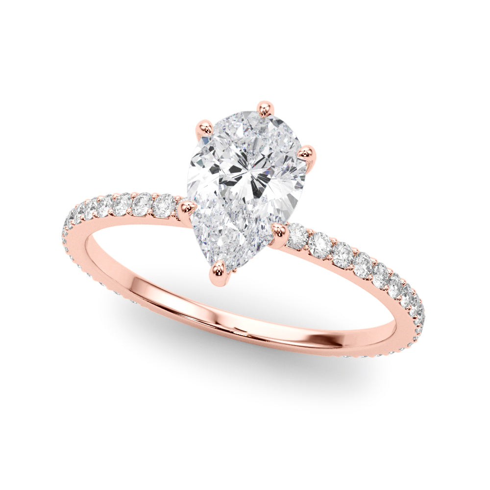 Lab Grown Diamond Hidden Halo Pear Shape Engagement Rings