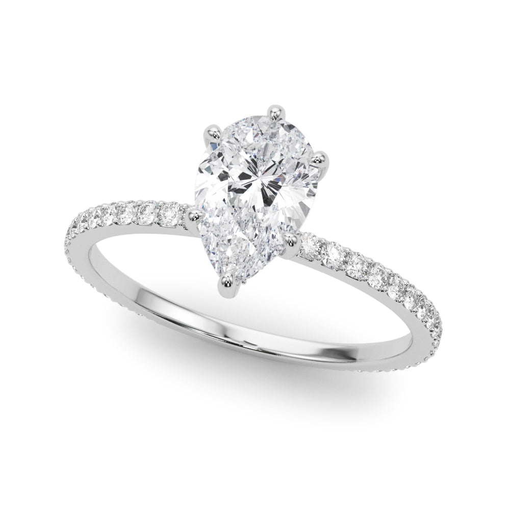 Lab Grown Diamond Hidden Halo Pear Shape Engagement Rings