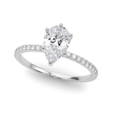 Natural Diamond Hidden Halo Pear Shape Engagement Rings