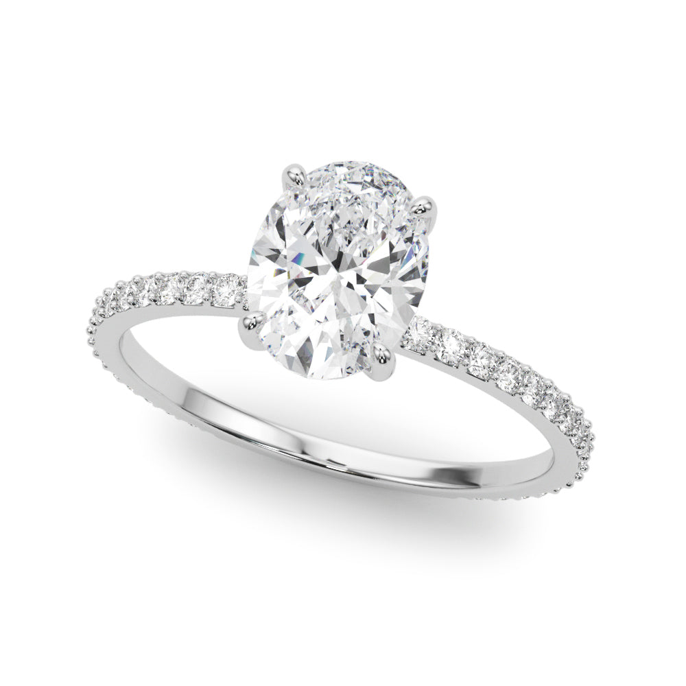 Lab Grown Diamond Oval Hidden Halo Engagement Ring
