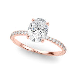 Natural Diamond Oval Hidden Halo Engagement Ring