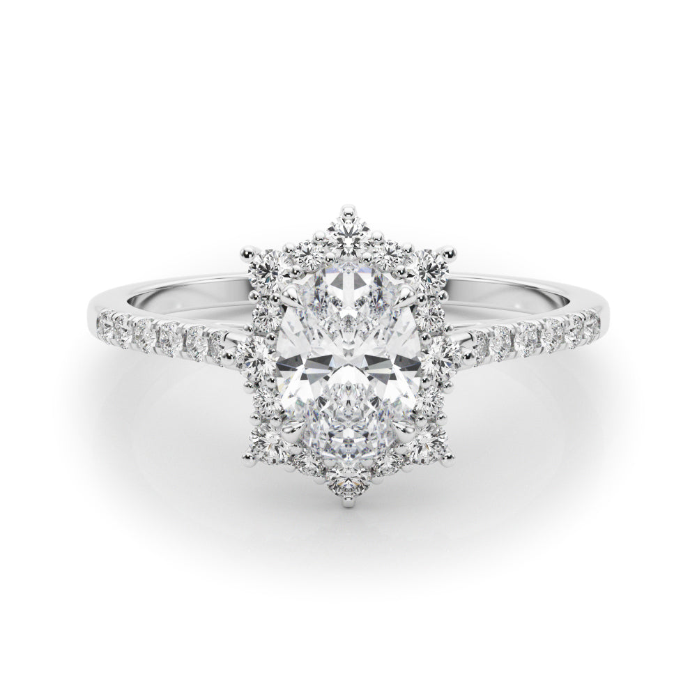 Vintage Inspired Oval Halo Engagement Ring
