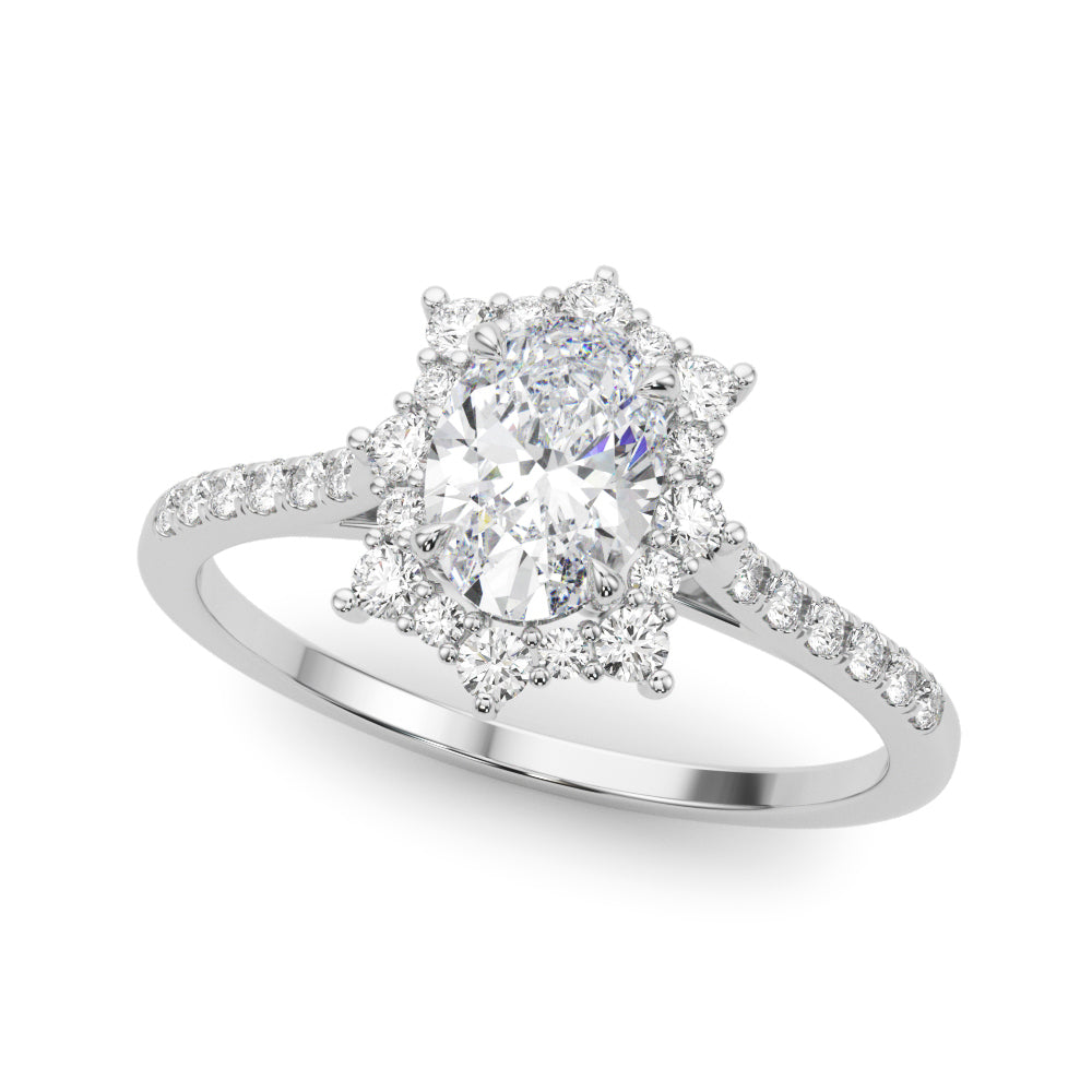 Lab Grown Vintage Inspired Oval Halo Engagement Ring
