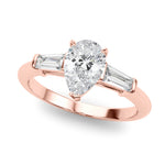 Natural Diamond 3-Stone Pear & Baguette Engagement Ring