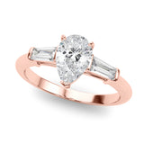 Natural Diamond 3-Stone Pear & Baguette Engagement Ring