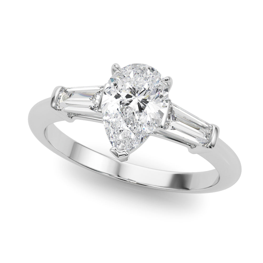 Natural Diamond 3-Stone Pear & Baguette Engagement Ring